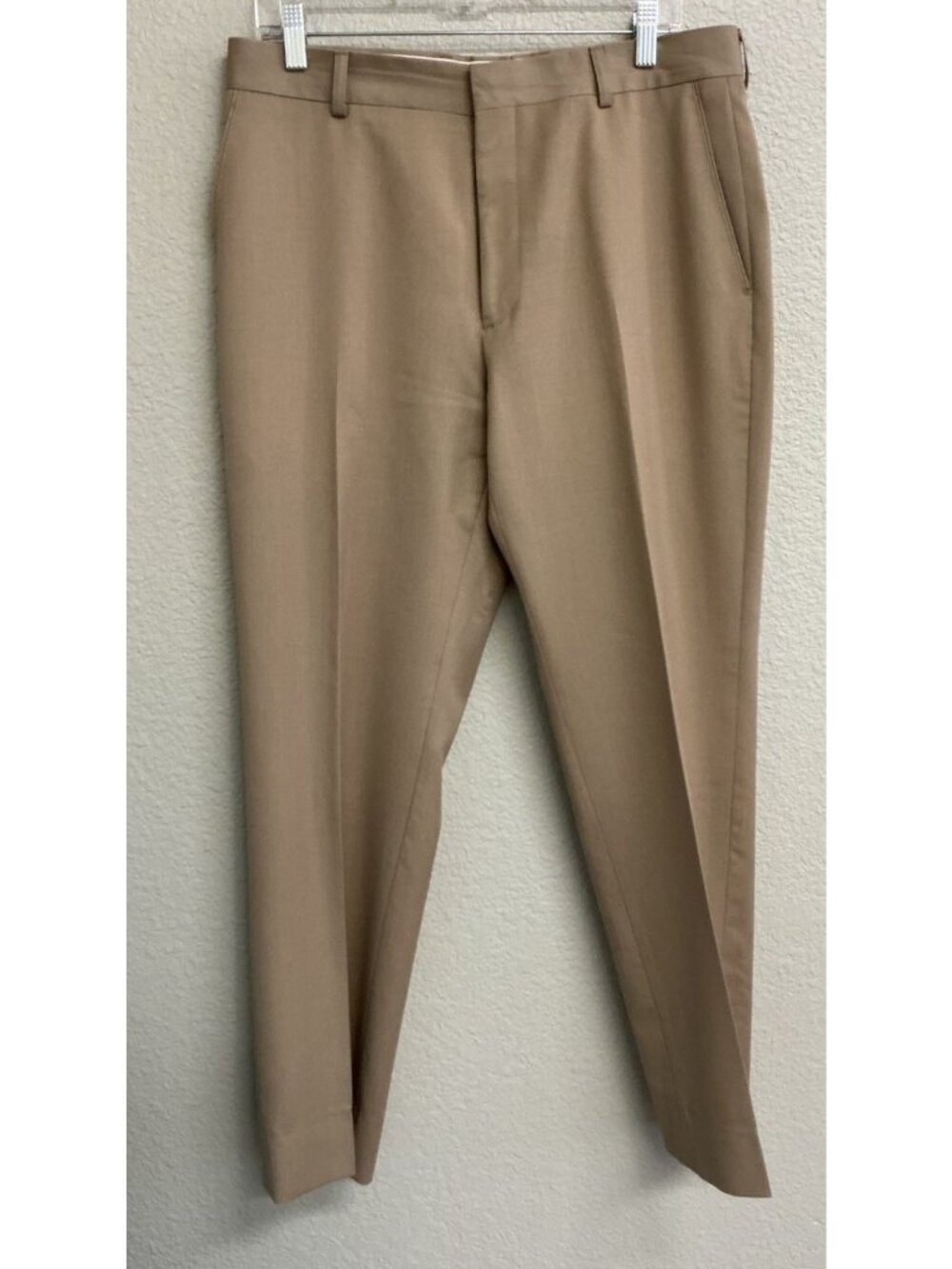 Kenneth Cole New York 100% Wool Dress Pants Mens Size 33 X 30 Beige Tan